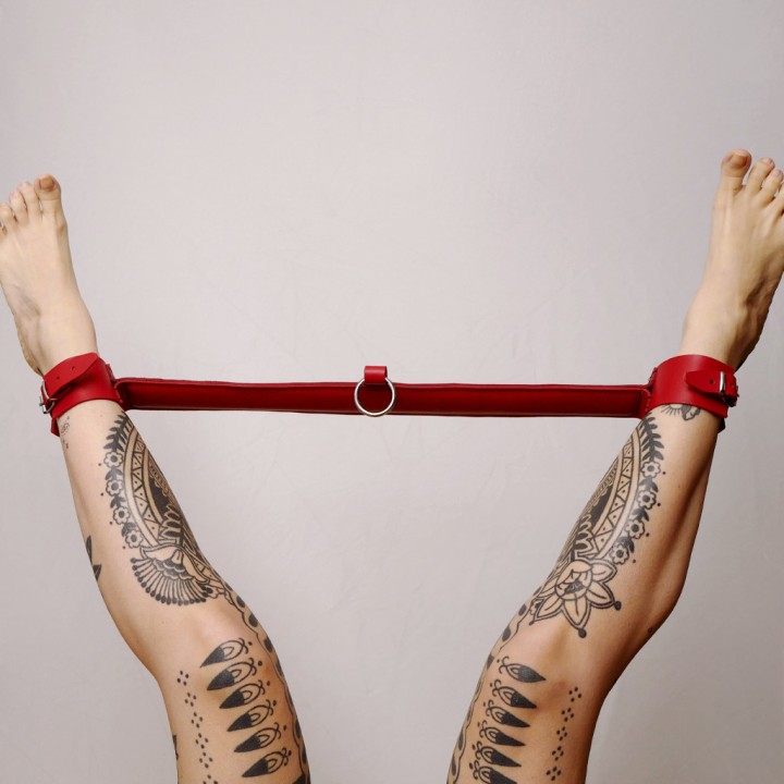 Barre de contrainte cuir et anneau Rouge - Oralove