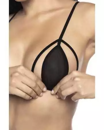 3 peças de lingerie em rede preta - MAL8785BLK