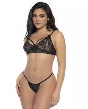 Dreiteiliges schwarzes Dessous-Set - MAL8797BLK