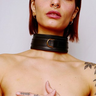Collier en cuir molletonné et attaches Dorées - Oralove
