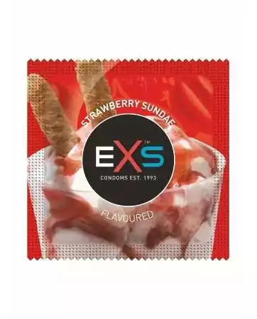 Kondome x2, latexbeschichtet, mit Erdbeer-Sunday-Geschmack, 54mm - EXS400FRAISE