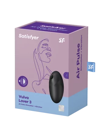 Clitoral stimulator by pulsed air and vibration black USB Vulva Lover 3 Satisfyer - CC597827