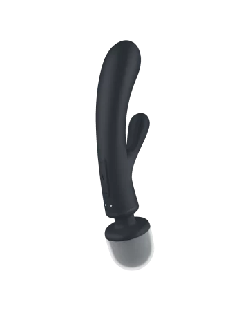 2 in 1 Black USB Triple Lover Rabbit and Wand Vibrator - CC597825 Satisfyer