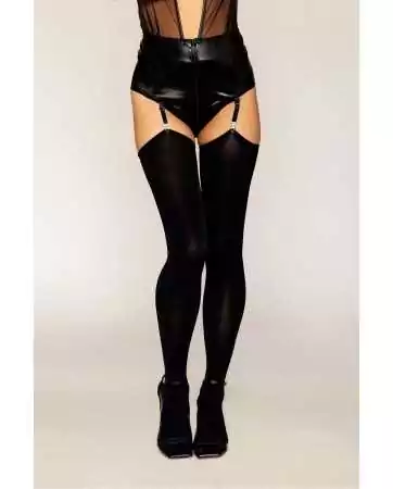 Black opaque fishnet thigh highs - DG0277BLK