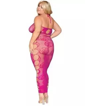 Pink mesh bra and long skirt set, plus size - DG0485XBEE