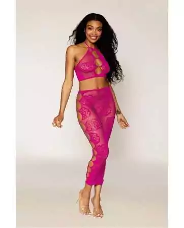 Matching bra and long mesh skirt in pink - DG0485BEE