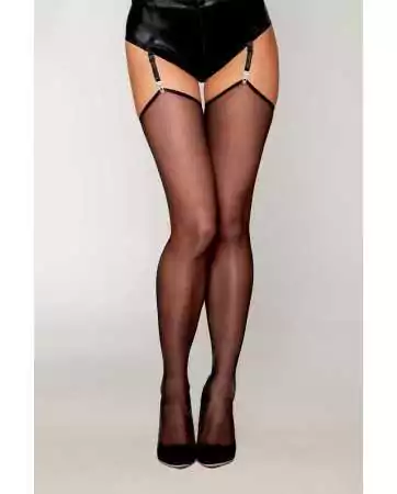 Black sheer fishnet stockings with back seam - DG0492BLK