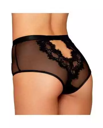 Black fishnet and lace panties with pink garters - DG1485BLK