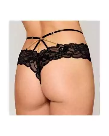 Black lace panties with gold straps and chains - DG1489BLK