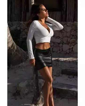 Short black faux leather skirt Paula - LSL1-SBLK
