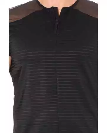 Black striped opaque and transparent T-shirt - LM2906-81BLK