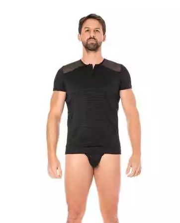 Schwarzes gestreiftes T-Shirt, undurchsichtig und transparent - LM2906-81BLK
