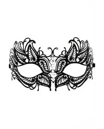 Masque vénitien Greta rigide noir avec strass - HMJ-005BK
