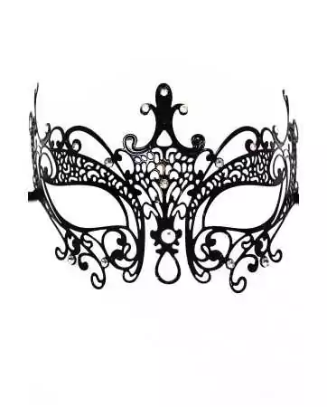 Masque vénitien Lucia rigide noir avec strass - HMJ-030BK