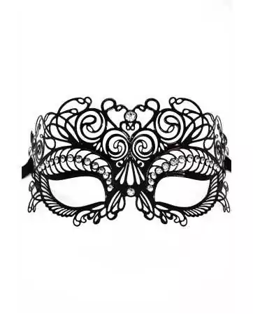 Maschera veneziana rigida nera con strass - HMJ-035BK