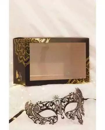 Masque vénitien Bianca rigide doré avec strass - HMJ-047BK