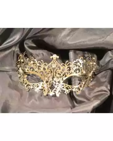 Maschera veneziana Chiara rigida dorata con strass - HMJ-016B