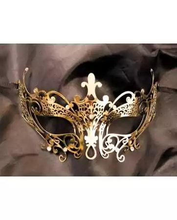 Masque vénitien Lucia rigide doré avec strass - HMJ-030B