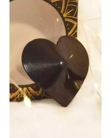 Tampa de mamilo em metal preto em forma de coração - 202400106