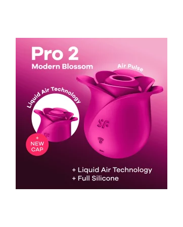 Estimulador de clitóris rosa por ondas de pressão ou sem contato Pro 2 Modern Blossom Satisfyer - CC597841