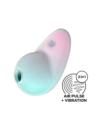 Estimulador clitoriano de ondas de pressão sem contato e vibração USB verde e rosa, Pixie Dust Satisfyer - CC597837