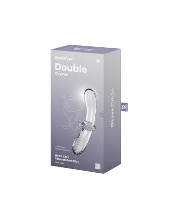 Gode em vidro borossilicato maciço transparente Double Crystal Satisfyer - CC597829