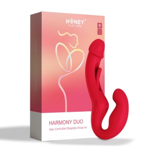 Harmony Duo Strap on vibrant avec tapotage - Rouge - Oralove