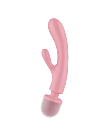 2 en 1 Vibromasseur rabbit et wand rose USB Triple Lover Satisfyer - CC597843