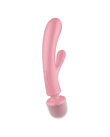 2 in 1 Pink USB Triple Lover Rabbit and Wand Vibrator - CC597843