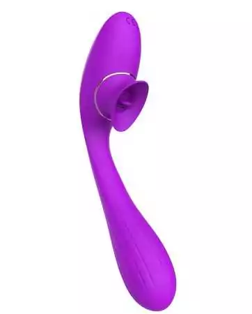 Stimolatore del clitoride 2 in 1 con lingua e vibratore flessibile USB G viola DISA - WS-NV025.