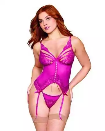 Pink bustier with garter belt and thong - DG13283BEE