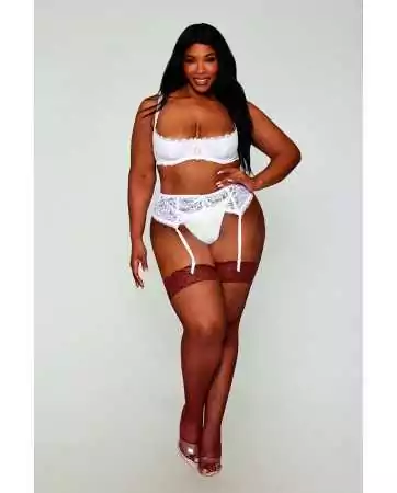 Bra, large size, Half-cup underwired in white lace - DG13252XWHT