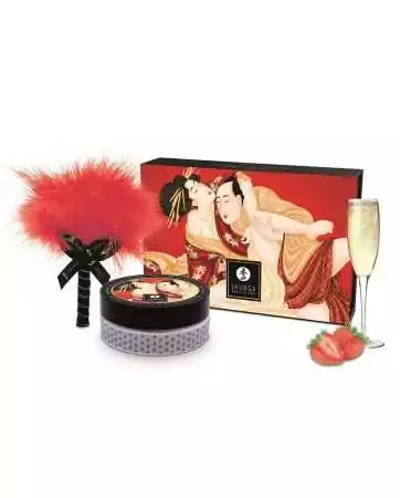 Mini body powder set strawberry/sparkling wine and matching feather duster - CC1080