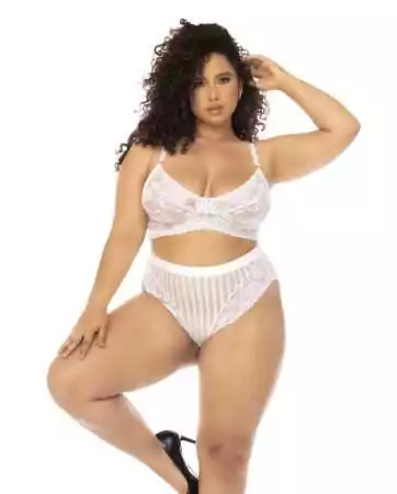 Emberly 2-piece white plus size set, bra and high-waisted panties - MAL8842XWHT