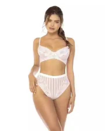 Emberly white 2-piece set, bra and high-waisted panties - MAL8842WHT