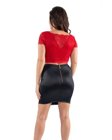 Elena short black skirt with side slit - LDC08BLK