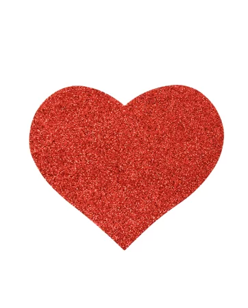 Ein Paar selbstklebende Nippelabdeckungen Herz Glitzer Rot - NP-1049RED