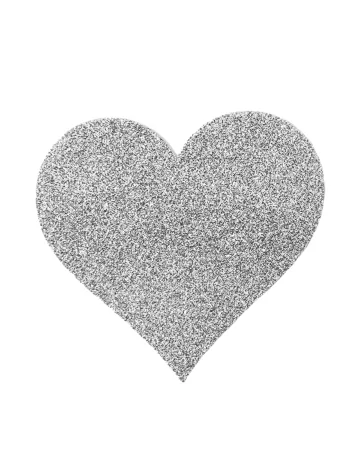 Ein Paar selbstklebende Nippelabdeckungen Herz Glitter Weiß - NP-1049WHT