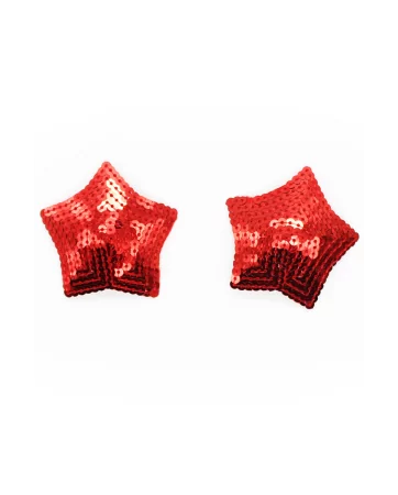 Coppia di copricapezzoli adesivi rossi con paillettes - NP-2020