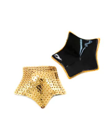 Pair of adhesive nipple covers star glitter gold sequin - NP-2016