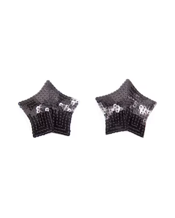 Pair of adhesive nipple covers star glitter sequin black - NP-2024