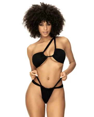 Maillot de bain 2 pièces noir, multipositionnable - MAL67069BLK