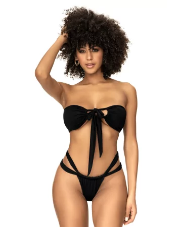 Maillot de bain 2 pièces noir, multipositionnable - MAL67069BLK