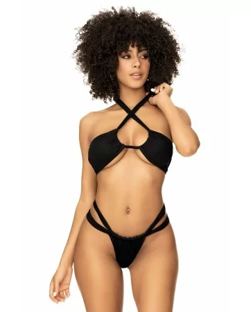 Maillot de bain 2 pièces noir, multipositionnable - MAL67069BLK