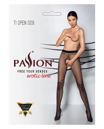 TI009 20 denier open tights - black