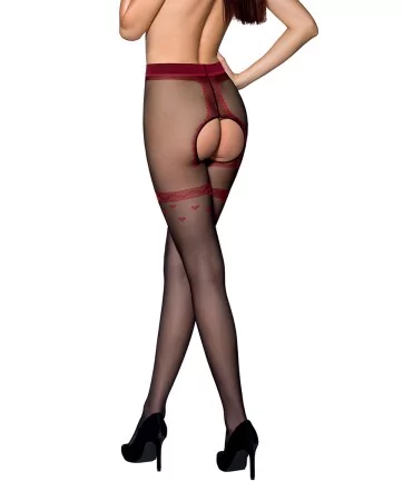 TI019 20 denier open tights - black/red