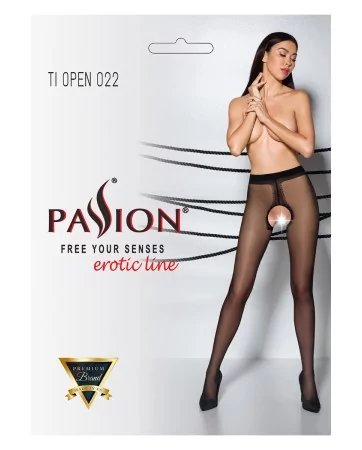 Collants ouverts couture TI022 - noir