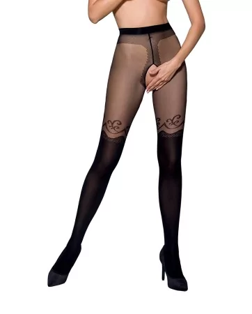 Collants ouverts TI012 20/40 deniers - noir