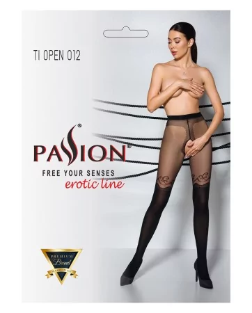 TI012 20/40 denier open tights - black