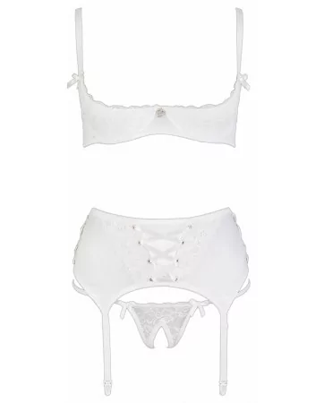 Ensemble lingerie 3 pièces ouvert blanc - Cottelli Lingerie